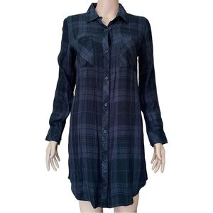 Rails Nadine Plaid Shirt Dress Mini Button Down Small